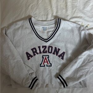 Champion Gray Arizona V-Neck Cropped Sweatshirt